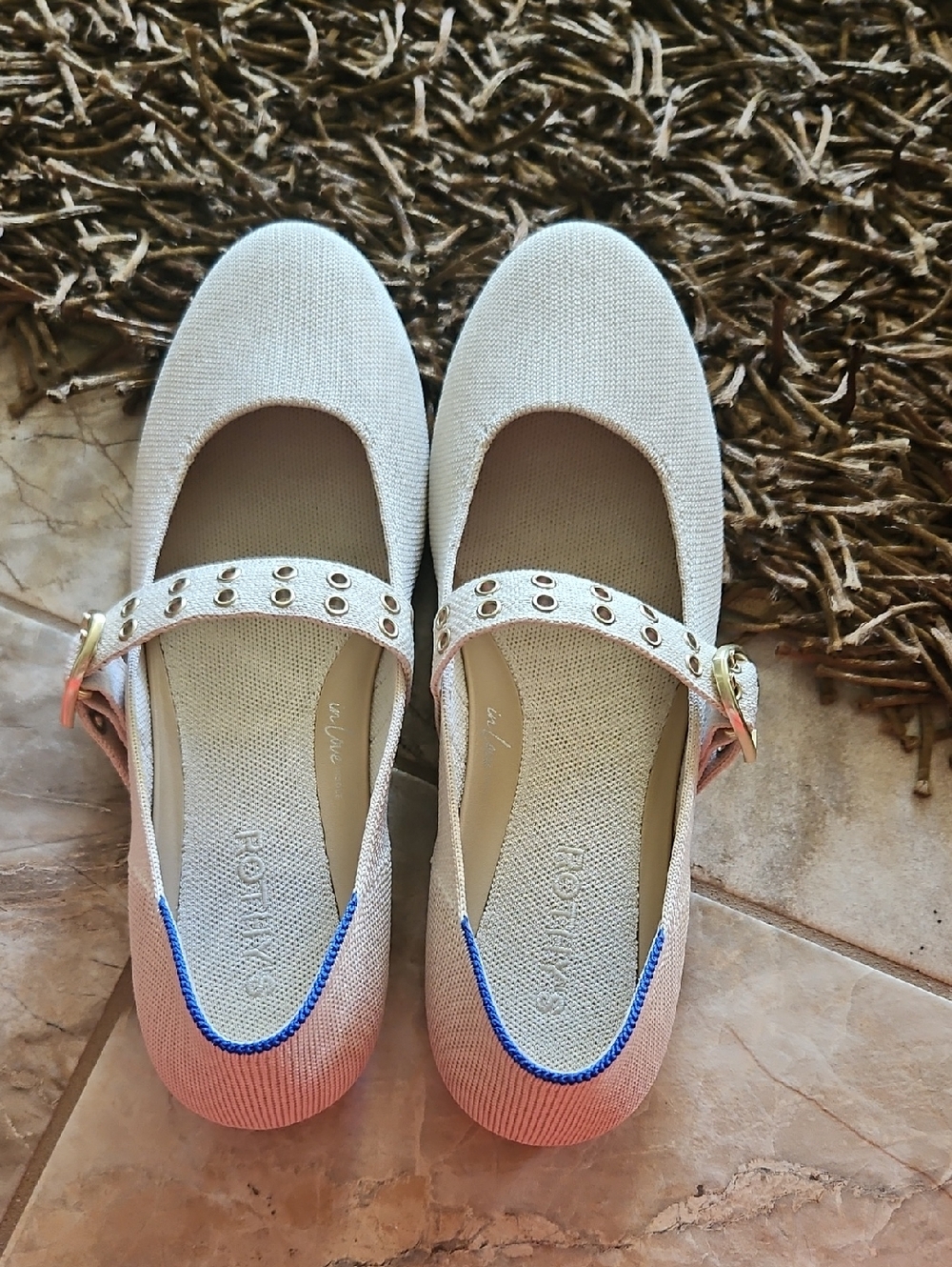 Rothys Ballet Mary Jane Size 9.5 In Cream Color Called Conch